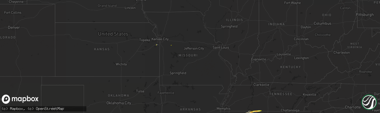 Hail map in Missouri on March 15, 2021