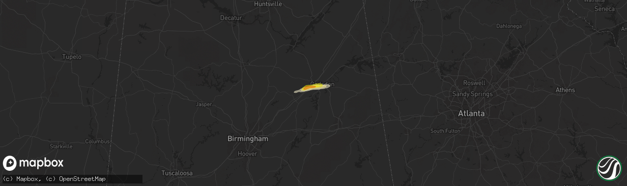 Hail map in Rainbow City, AL on March 15, 2021