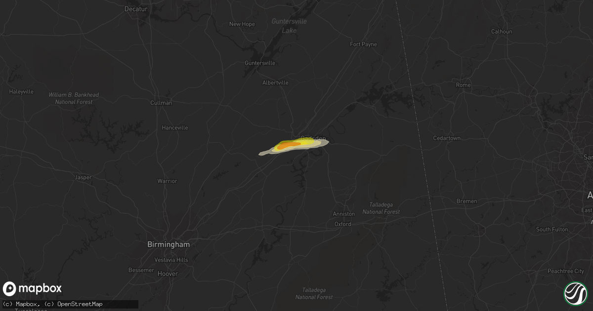 Hail map in Rainbow City, AL on March 15, 2021