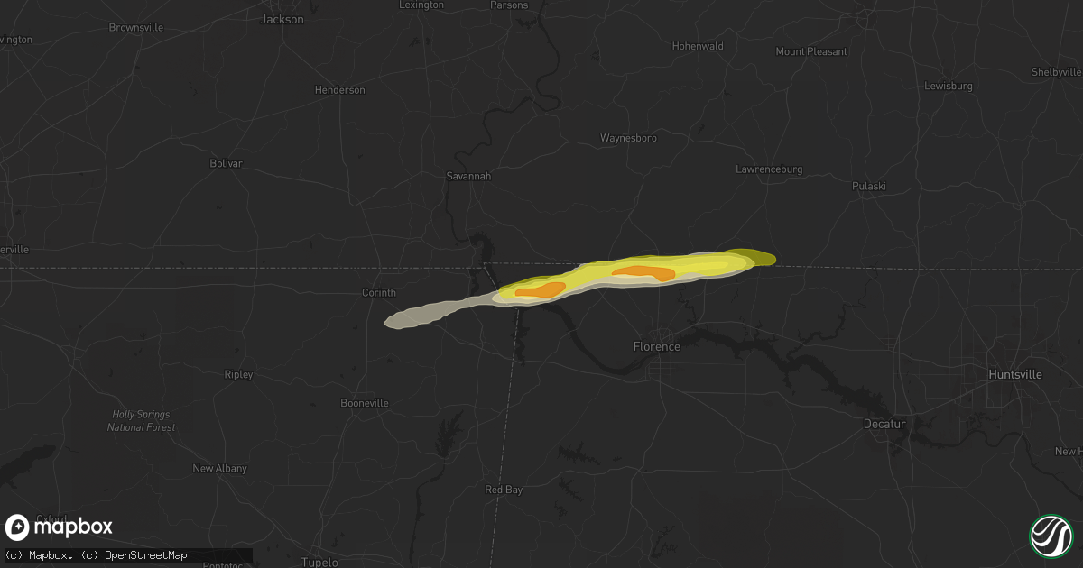 Hail map in Waterloo, AL on March 15, 2021