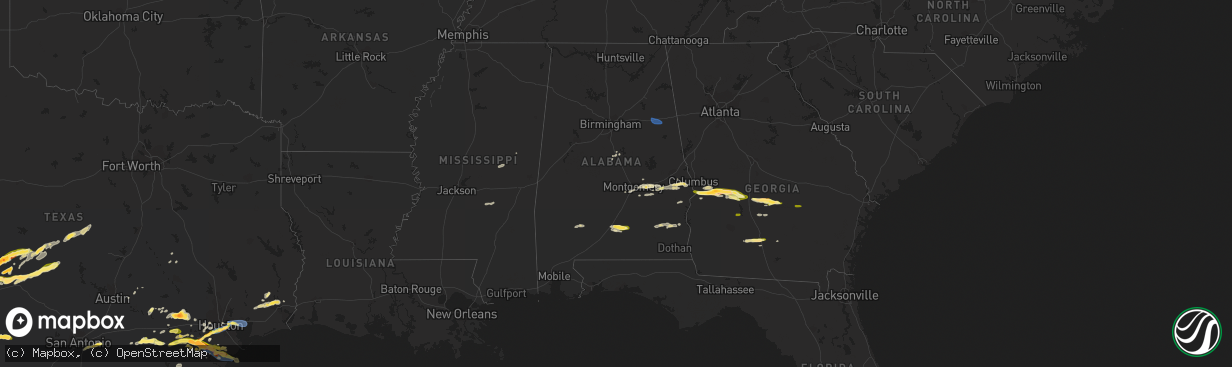 Hail map in Alabama on March 15, 2024