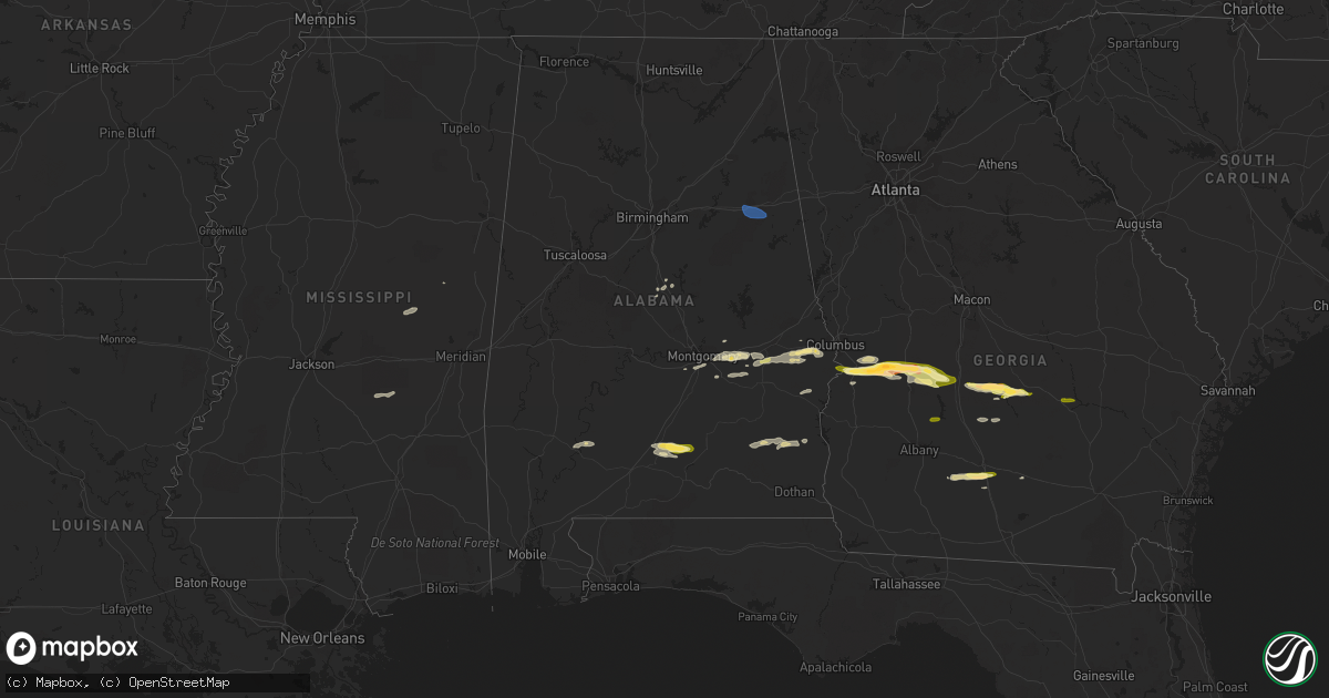 Hail map in Alabama on March 15, 2024
