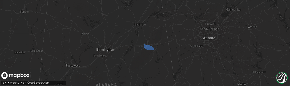 Hail map in Anniston, AL on March 15, 2024