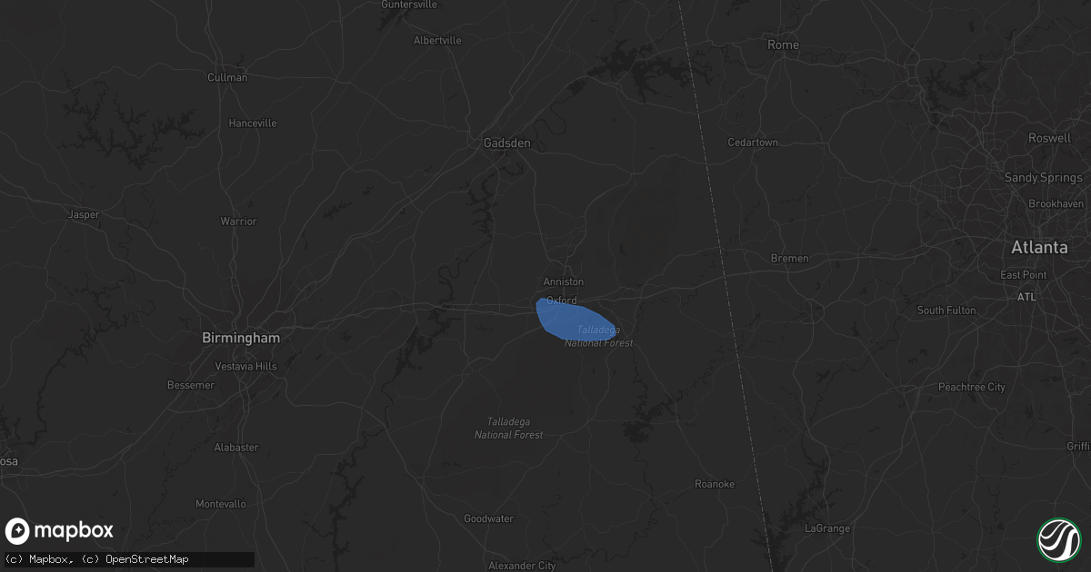 Hail map in Anniston, AL on March 15, 2024