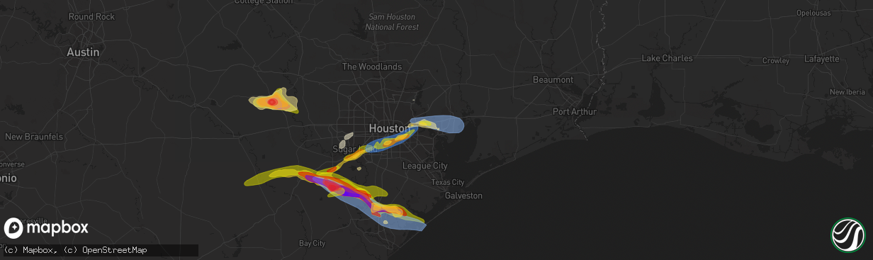 Hail map in Baytown, TX on March 15, 2024