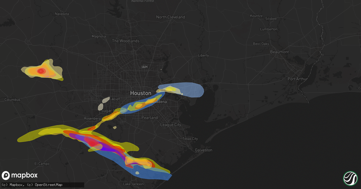 Hail map in Baytown, TX on March 15, 2024