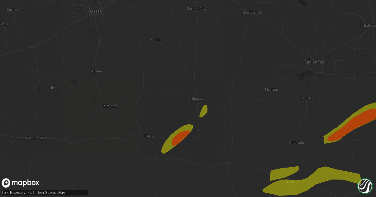 Hail map in Big Lake, TX on March 15, 2024