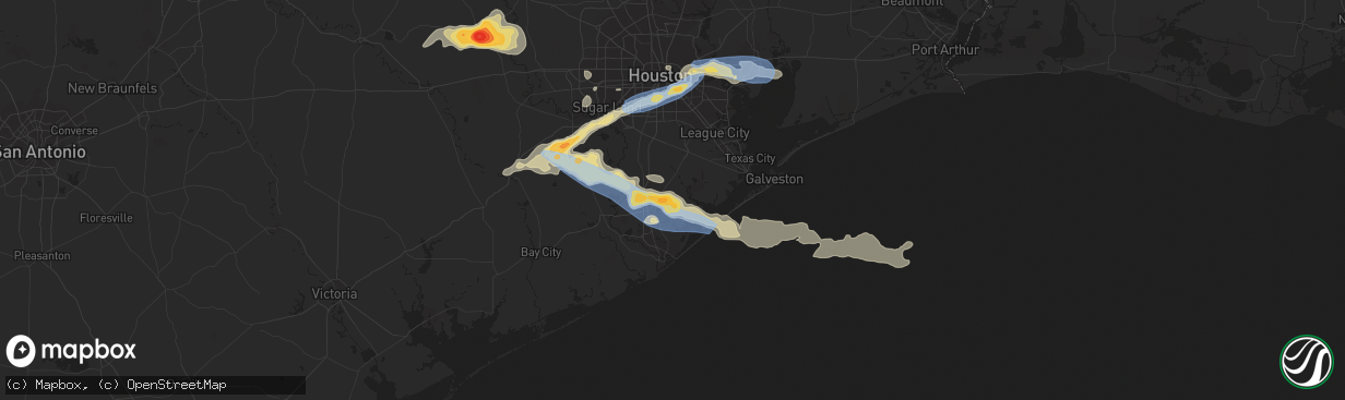 Hail map in Danbury, TX on March 15, 2024