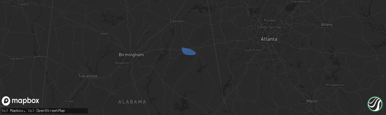 Hail map in Delta, AL on March 15, 2024