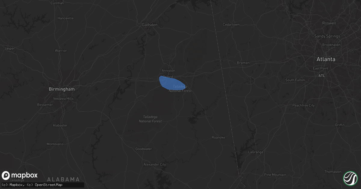 Hail map in Delta, AL on March 15, 2024