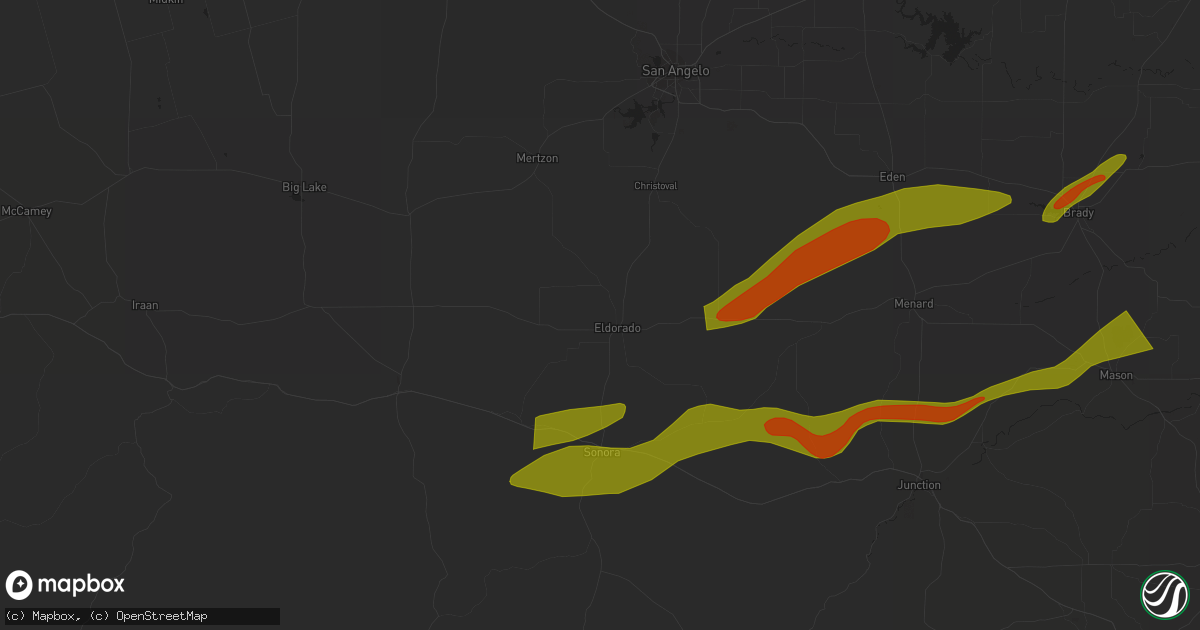 Hail map in Eldorado, TX on March 15, 2024