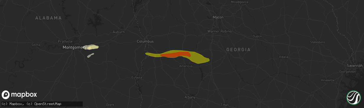 Hail map in Ellaville, GA on March 15, 2024