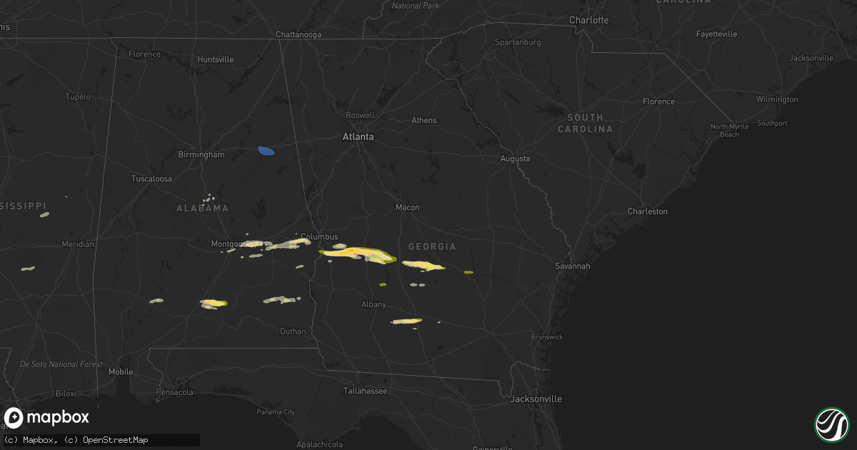 Hail map in Georgia on March 15, 2024