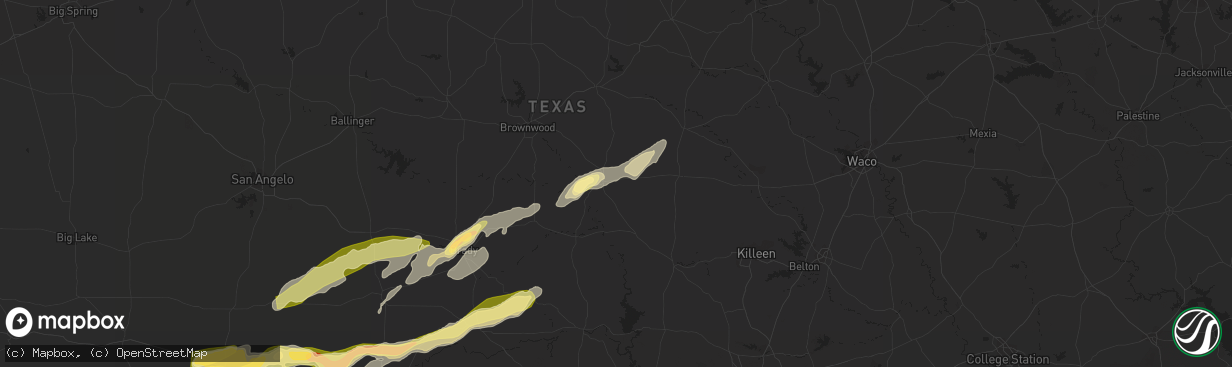 Hail map in Goldthwaite, TX on March 15, 2024