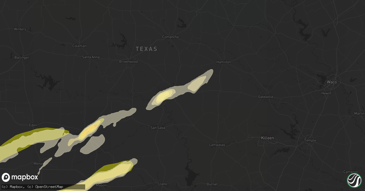 Hail map in Goldthwaite, TX on March 15, 2024
