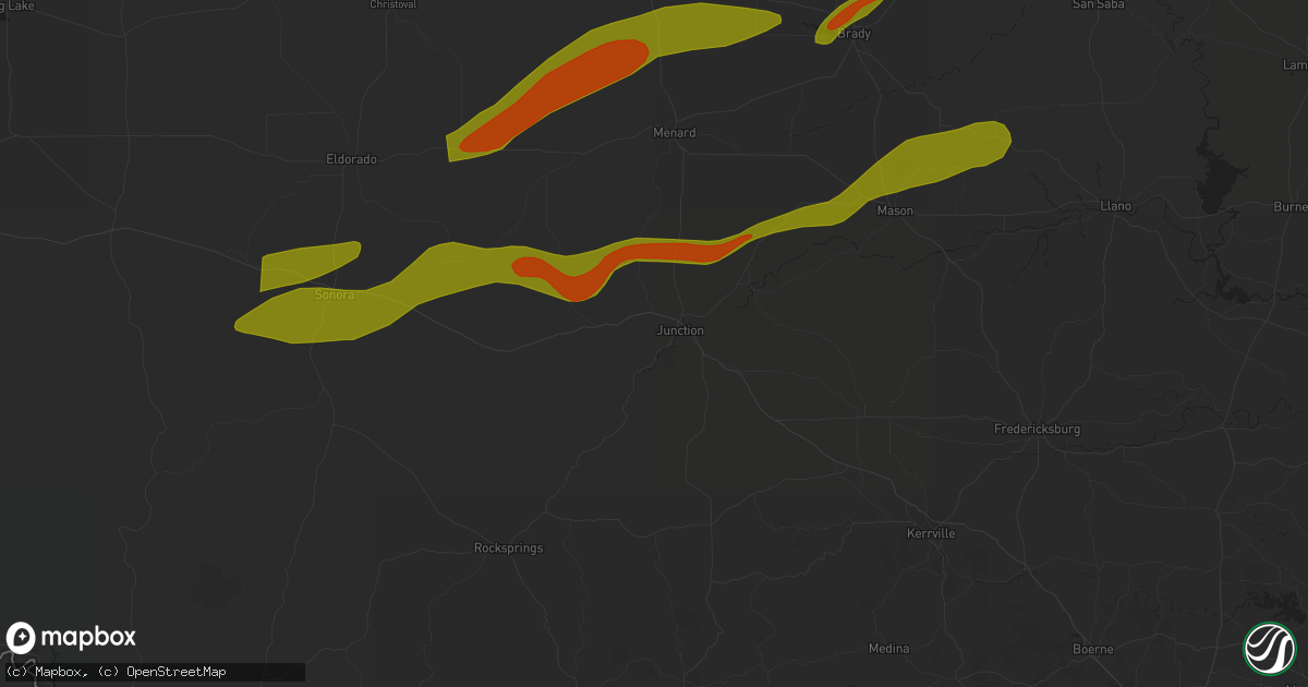 Hail map in Junction, TX on March 15, 2024