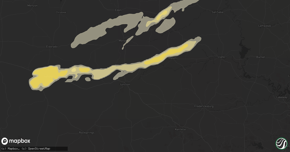 Hail map in London, TX on March 15, 2024