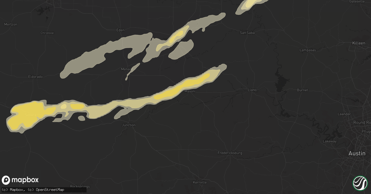 Hail map in Mason, TX on March 15, 2024