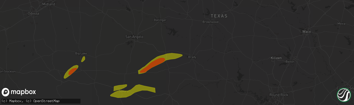 Hail map in Melvin, TX on March 15, 2024