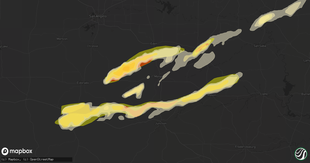 Hail map in Menard, TX on March 15, 2024