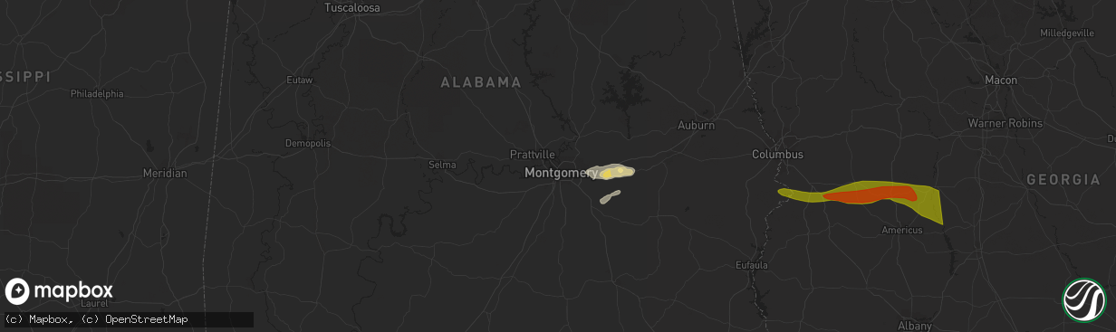 Hail map in Montgomery, AL on March 15, 2024