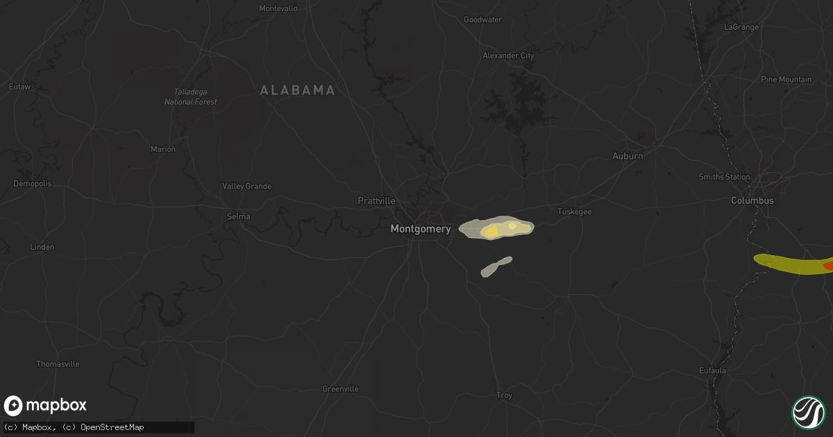 Hail map in Montgomery, AL on March 15, 2024