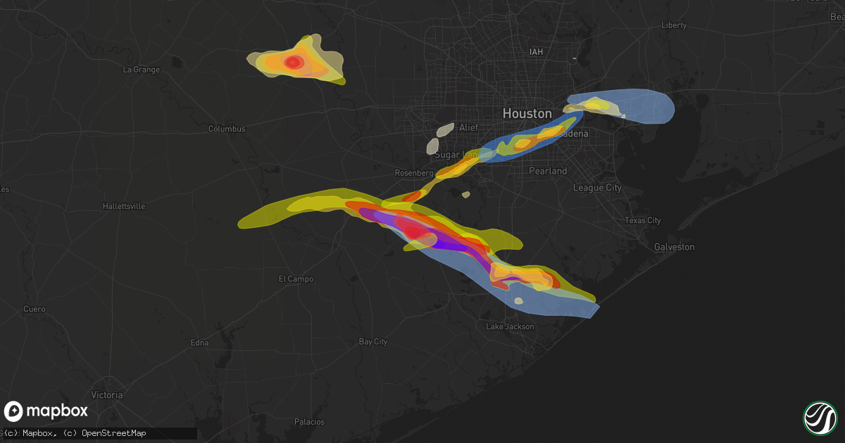 Hail map in Needville, TX on March 15, 2024