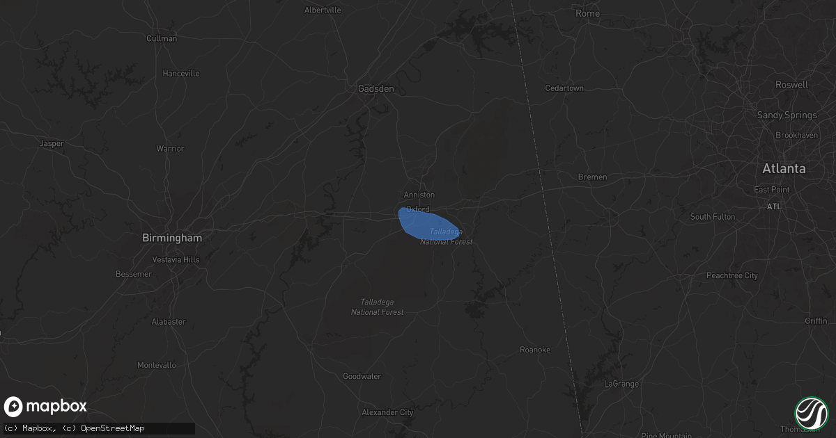 Hail map in Oxford, AL on March 15, 2024