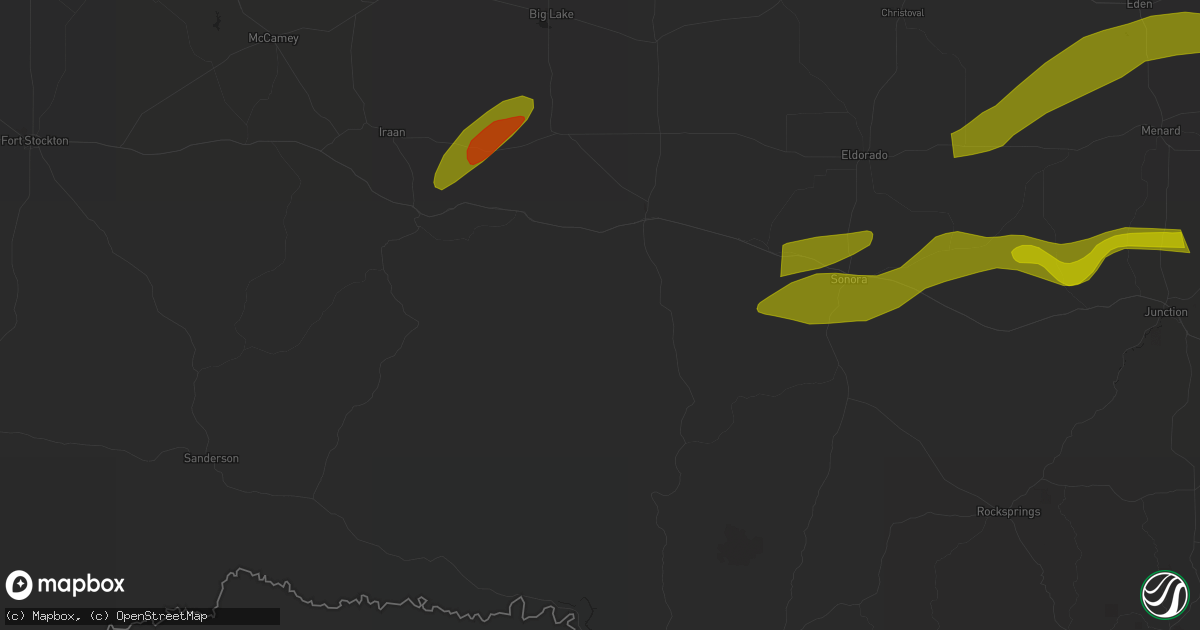 Hail map in Ozona, TX on March 15, 2024