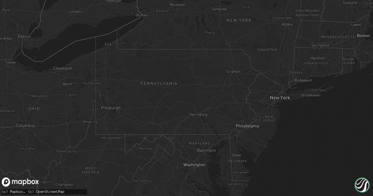 Hail map in Pennsylvania on March 15, 2024