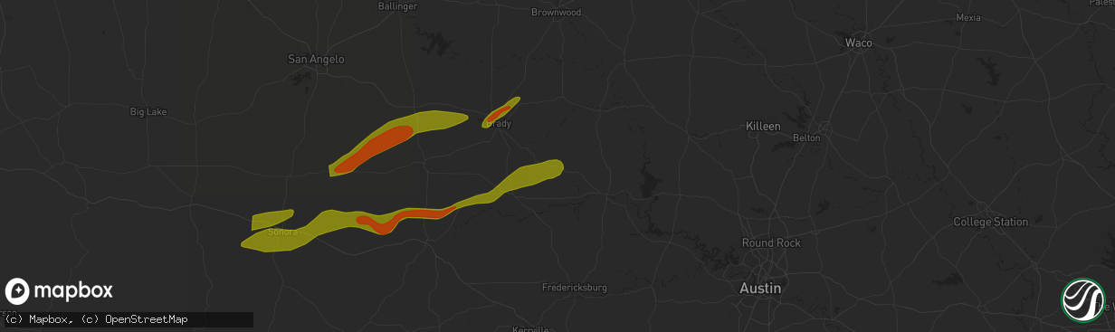 Hail map in Pontotoc, TX on March 15, 2024