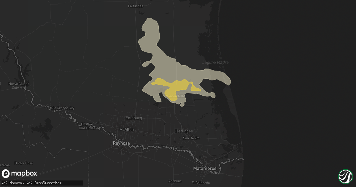 Hail map in Raymondville, TX on March 15, 2024