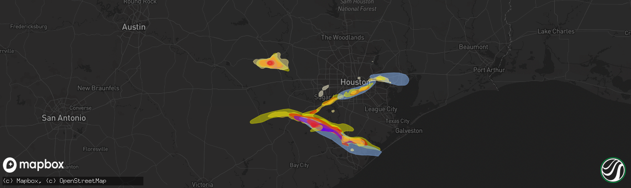 Hail map in Richmond, TX on March 15, 2024