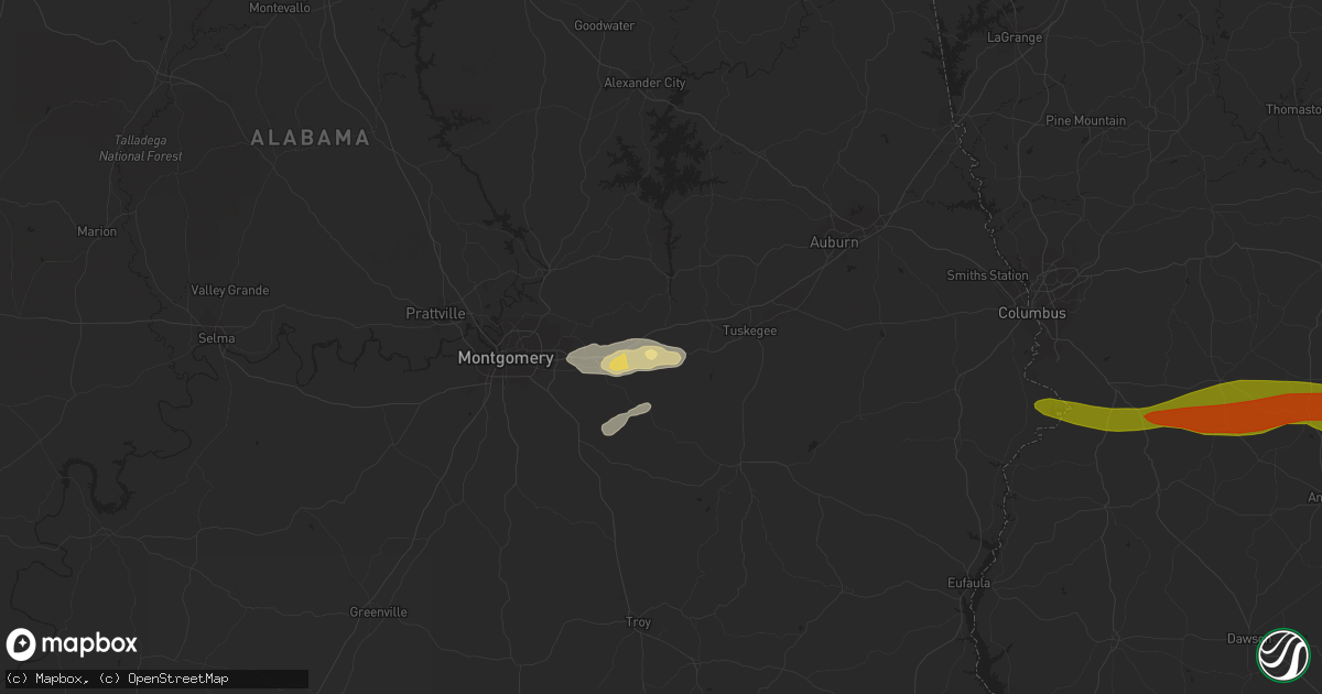 Hail map in Shorter, AL on March 15, 2024