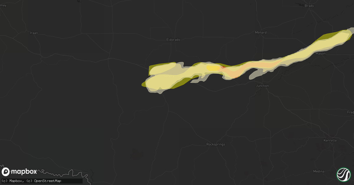 Hail map in Sonora, TX on March 15, 2024