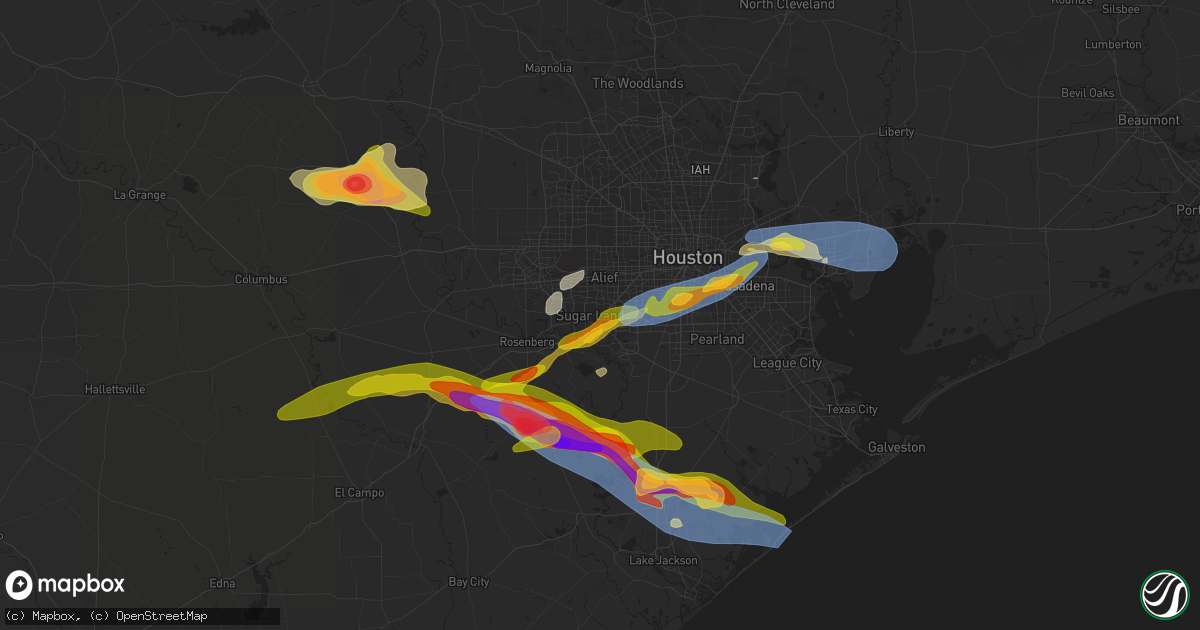 Hail map in Sugar Land, TX on March 15, 2024
