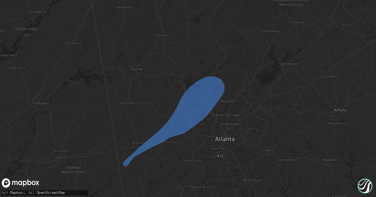 Hail map in Acworth, GA on March 15, 2025