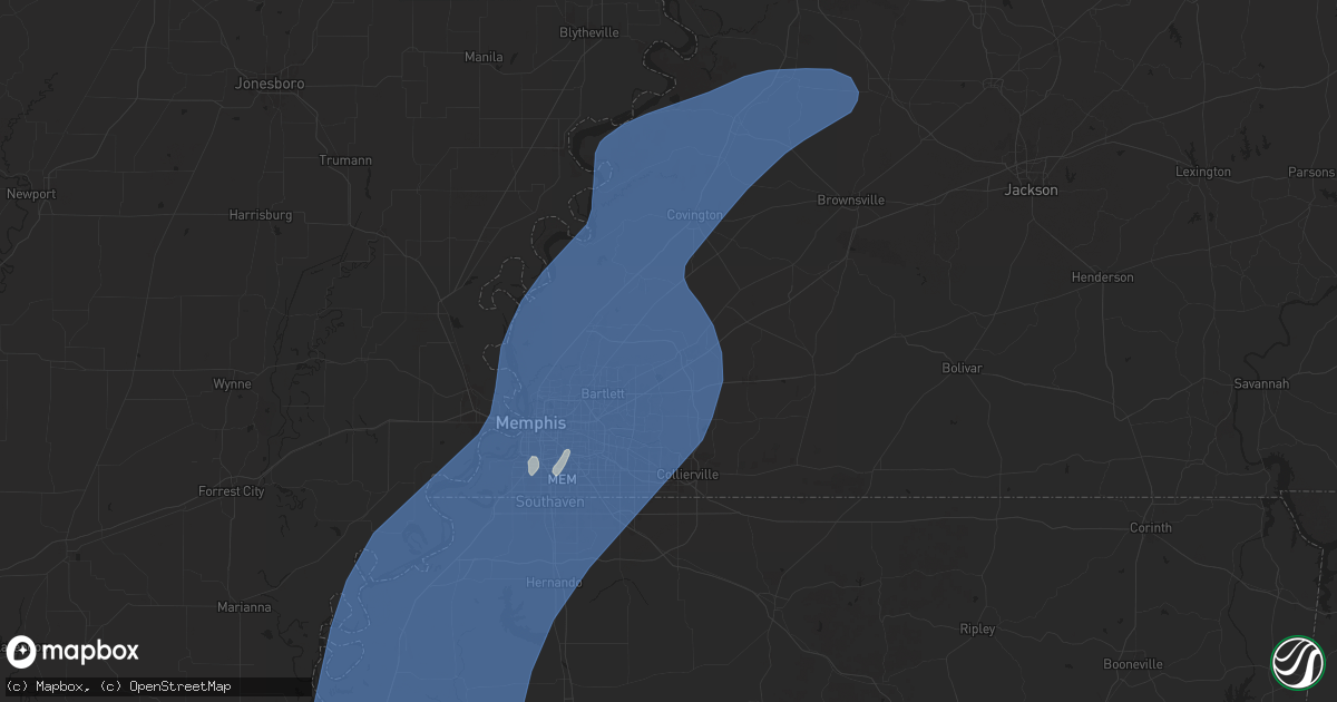Hail map in Arlington, TN on March 15, 2025