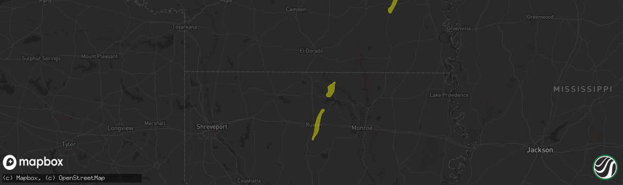 Hail map in Bernice, LA on March 15, 2025