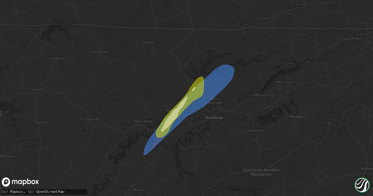 Hail map in Clinton, TN on March 15, 2025