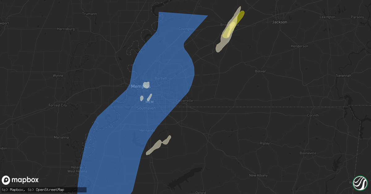 Hail map in Collierville, TN on March 15, 2025