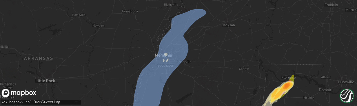 Hail map in Cordova, TN on March 15, 2025