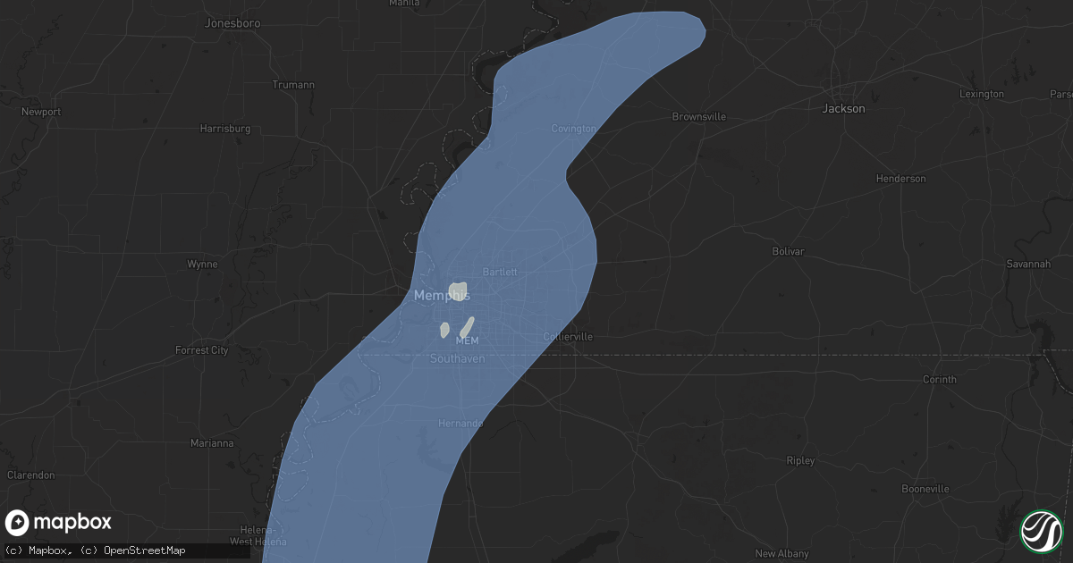 Hail map in Cordova, TN on March 15, 2025