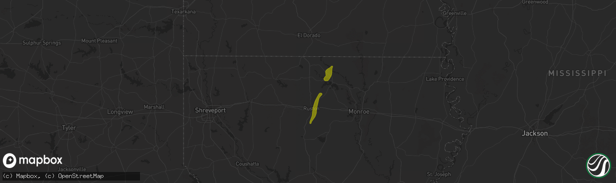 Hail map in Dubach, LA on March 15, 2025