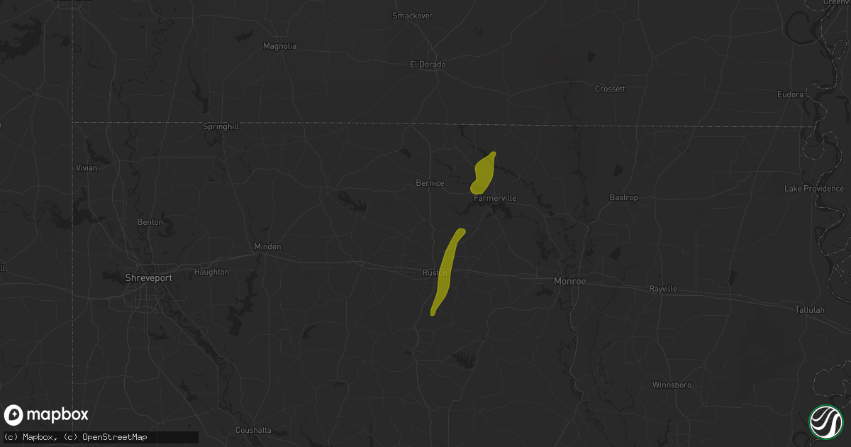 Hail map in Dubach, LA on March 15, 2025