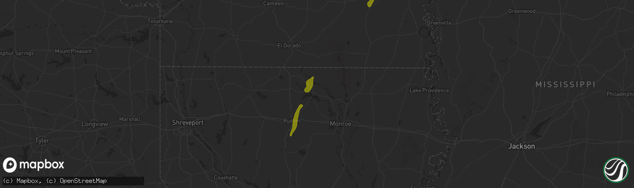 Hail map in Farmerville, LA on March 15, 2025