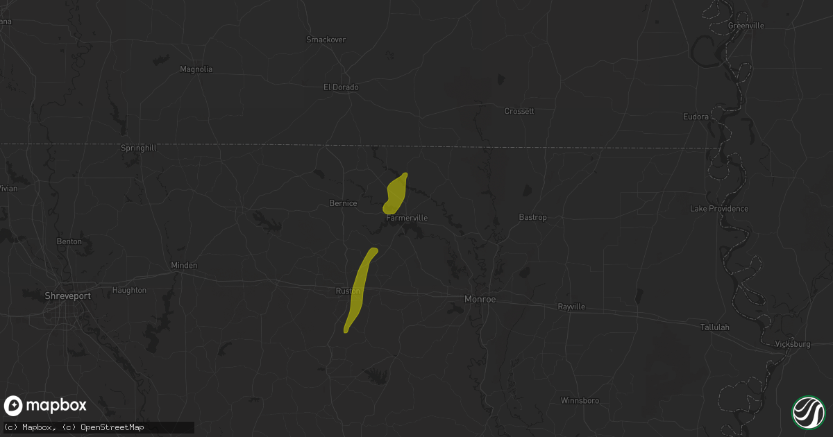 Hail map in Farmerville, LA on March 15, 2025