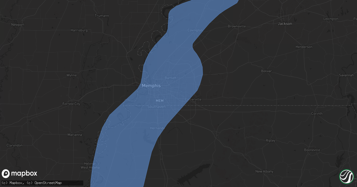 Hail map in Germantown, TN on March 15, 2025