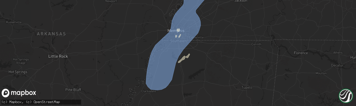 Hail map in Hernando, MS on March 15, 2025