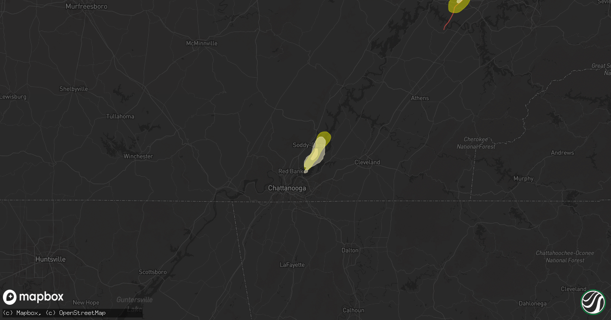 Hail map in Hixson, TN on March 15, 2025
